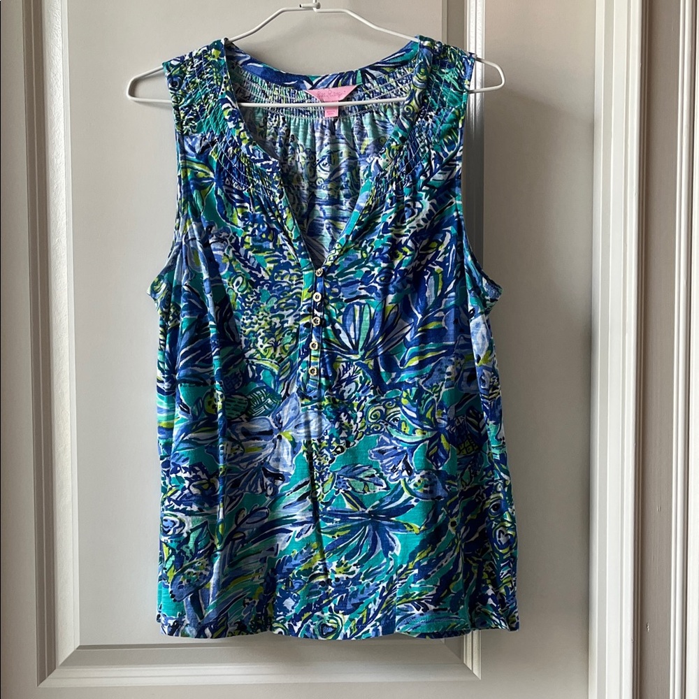 Lilly Pulitzer Blue and Green Sleeveless Top